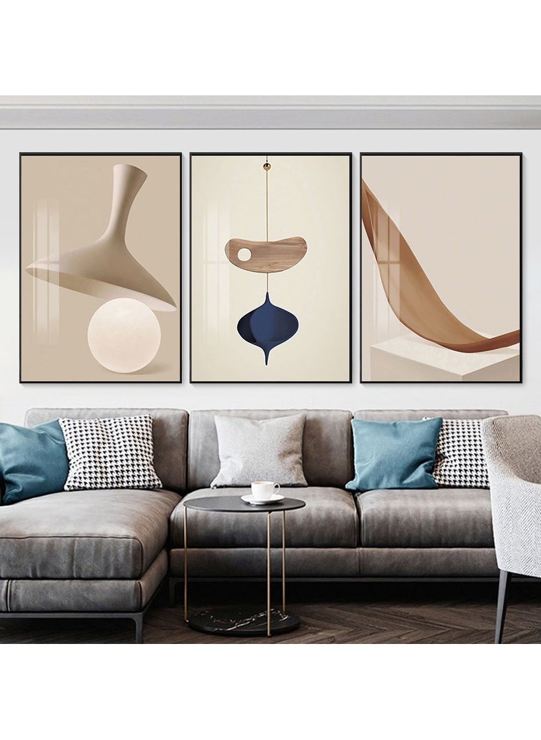 FASHION HOME 3PCS Wall Art Bright Style Minimalist Decor Modern Abstract Canvas Prints Poster Picture Framed Paintings Decorations  - Image 4
