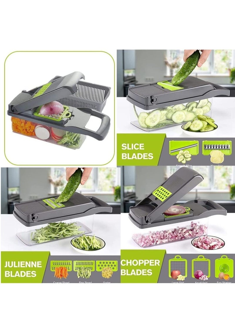 Raxoom Mandoline Slicer with Colander Basket and Container Vegetable Chopper with 7 Interchangeable Blades l Durable Cutter Chopper Slicer and Grater - Image 3