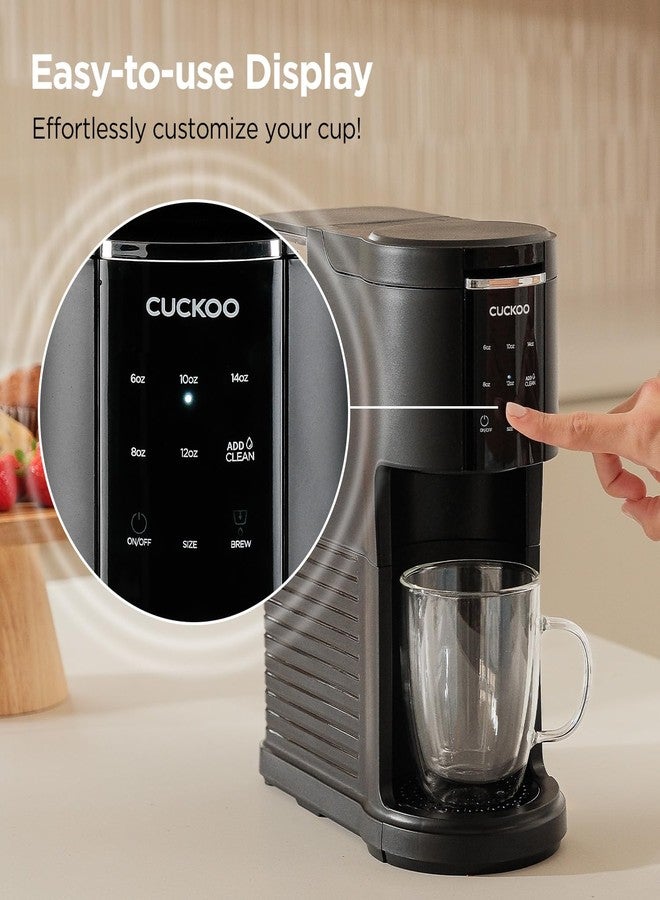 كوكو ماكينة قهوة CUCKOO لتحضير كوب واحد من حبوب البن المطحونة والشاي السائب، ماكينة قهوة متعددة الاستخدامات 3 في 1، ماكينة صغيرة لتحضير كوب واحد بخمسة أحجام ووضع التنظيف التلقائي (CCM-AK011B) - Image 5