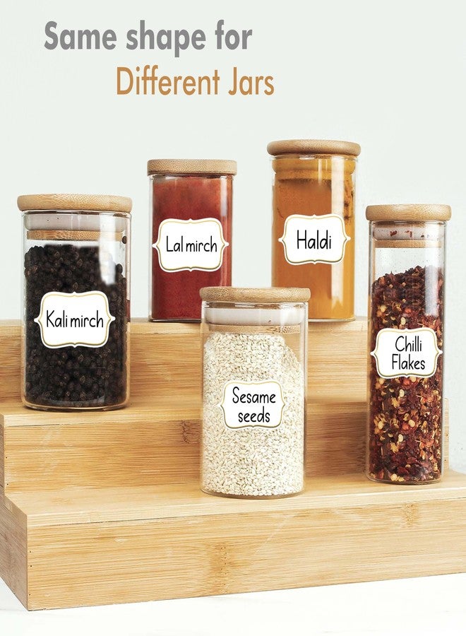 Rousrie Gold Embossed Pack of 72 White Labels For Kitchen Containers Jar Stickers Name Tags Reusable Waterproof Mason Jars Kitchen Pantry, Spice Jars Glass Bottles & Organizing Label with Black Marker - Image 3
