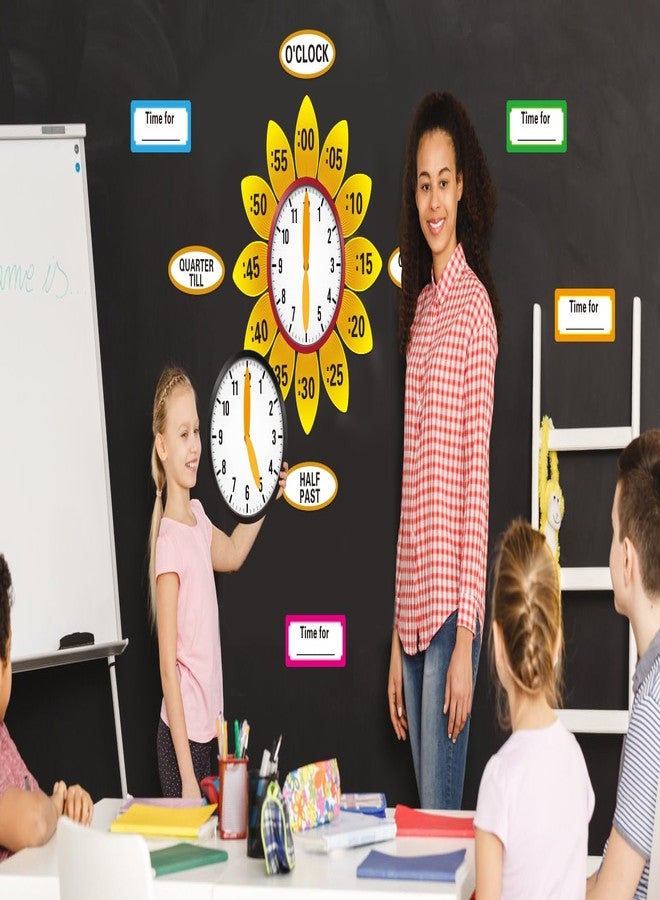 WhatSign Telling Time Bulletin Board Decorations 38Pcs Telling Time Bulletin Board Set Learning to Tell Time Clock Cutouts Telling Time Teaching Clock for Kids Classroom Must Have Teacher Supplies - Image 3