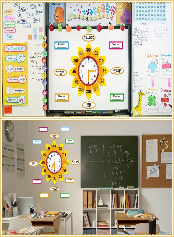 WhatSign Telling Time Bulletin Board Decorations 38Pcs Telling Time Bulletin Board Set Learning to Tell Time Clock Cutouts Telling Time Teaching Clock for Kids Classroom Must Have Teacher Supplies - Image 5