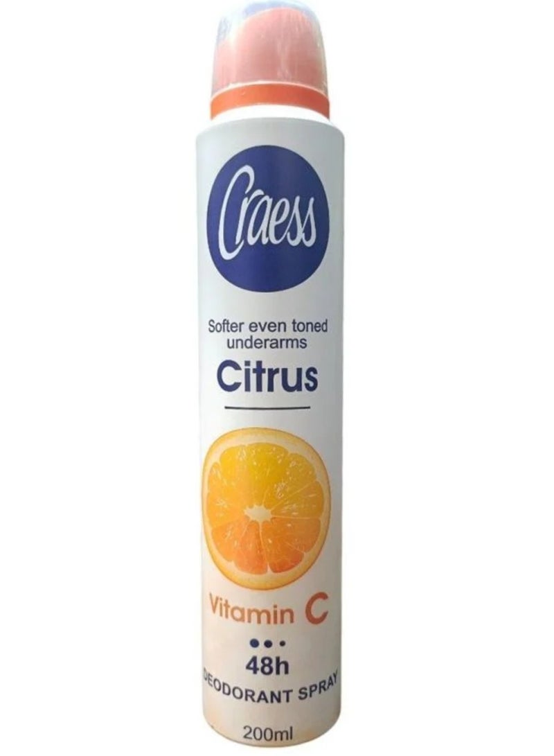 Craess Craess Deodorant with Citrus Scent and Vitamin C, 200 ml