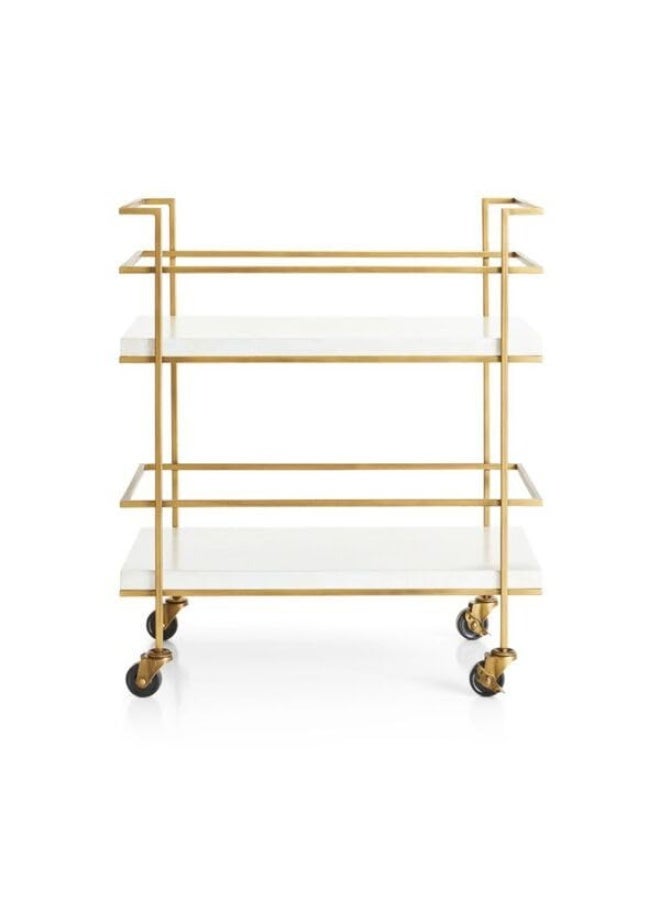 HOME TASTE Hometaste Serving Cart With 2 Marble Shelves Kitchen Rolling Cart Kitchen Island Trolley Catering Bar Storage Cart Kitchen Storage Rack Service Cart Utility Trolley With Wheels Small 80X40X90Cm 