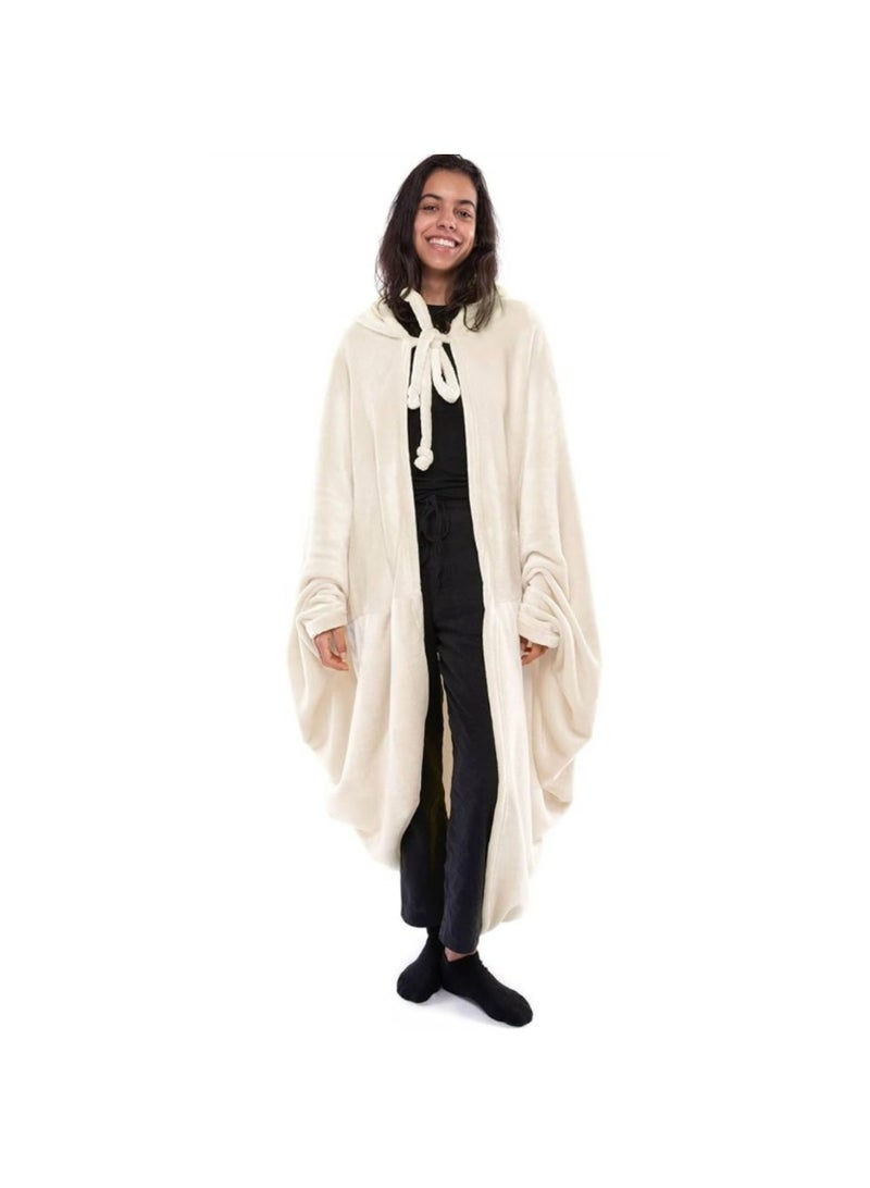 mintra Unisex Blanket Cape/Hoodie - 160*180Cm - Cream - Image 4