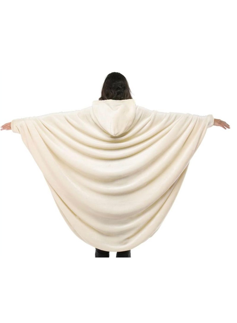 mintra Unisex Blanket Cape/Hoodie - 160*180Cm - Cream - Image 5
