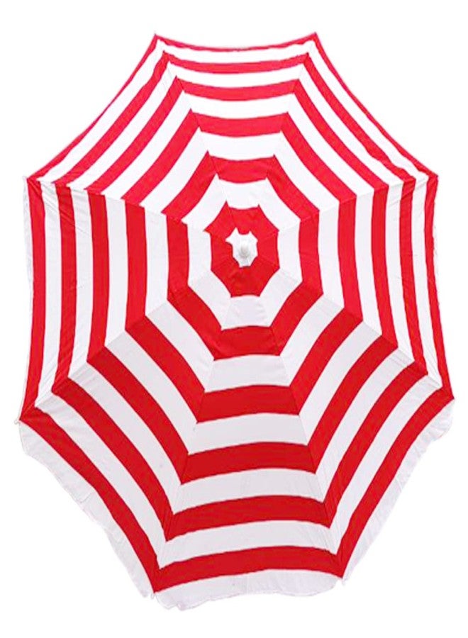 RAINPOPSON Garden Umbrella Outdoor Big Size 8ft with Stand Red Stripe Color Big Size Outdoor Waterproof Umbrella Heavy Duty Cloth with Patio Garden Outdoor Umbrella (8ft) (Red Stripe) - Image 2
