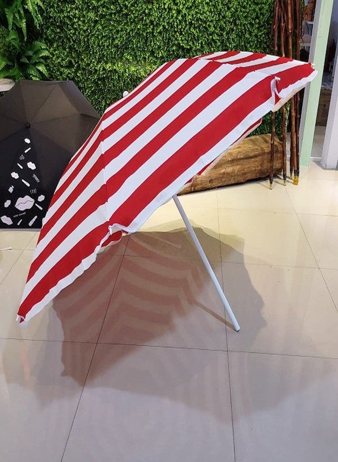 RAINPOPSON Garden Umbrella Outdoor Big Size 8ft with Stand Red Stripe Color Big Size Outdoor Waterproof Umbrella Heavy Duty Cloth with Patio Garden Outdoor Umbrella (8ft) (Red Stripe) - Image 4