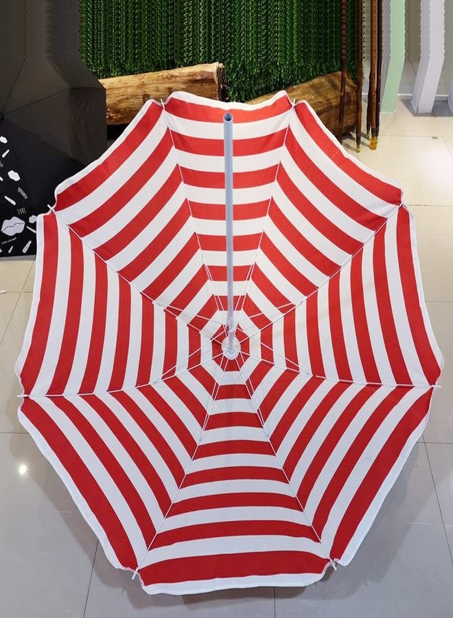 RAINPOPSON Garden Umbrella Outdoor Big Size 8ft with Stand Red Stripe Color Big Size Outdoor Waterproof Umbrella Heavy Duty Cloth with Patio Garden Outdoor Umbrella (8ft) (Red Stripe) - Image 3