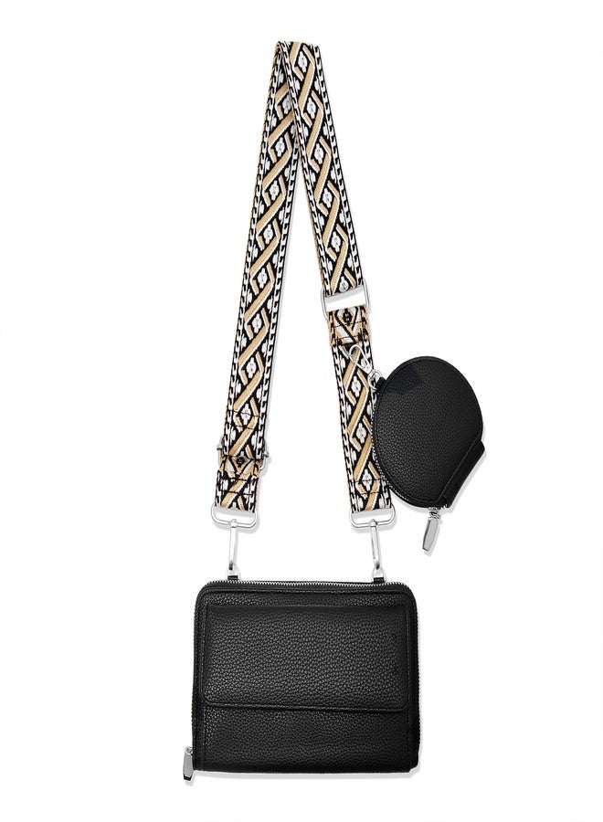 Nalefow Cell Phone Crossbody Lanyard with Zipper Pouch PU Leather Crossbody Phone Bags Purses with Strap Wallet, Black - Image 1