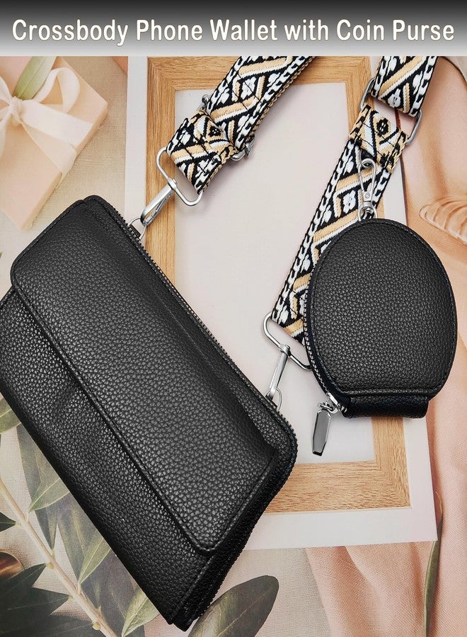 Nalefow Cell Phone Crossbody Lanyard with Zipper Pouch PU Leather Crossbody Phone Bags Purses with Strap Wallet, Black - Image 5