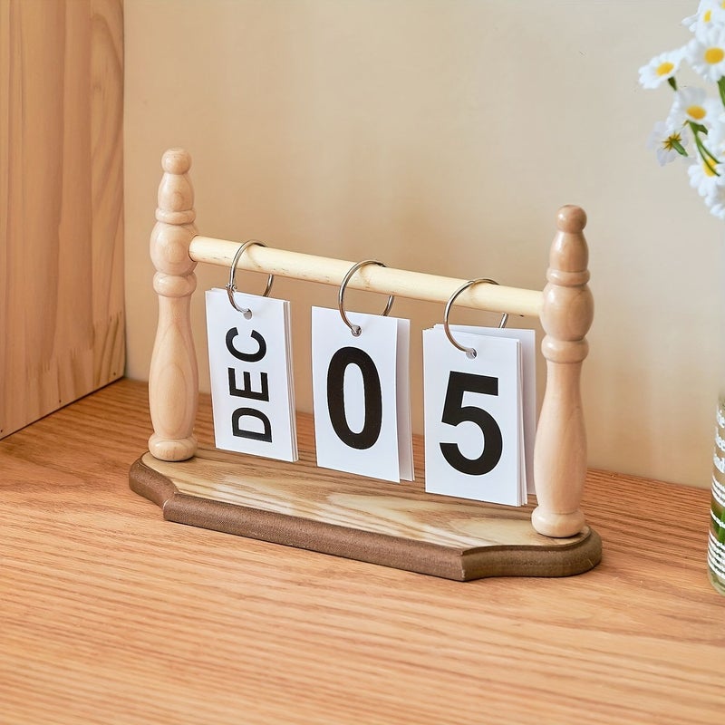 A Minimalist Sky Blue Wooden Flip Calendar For Home Office Desk Perpetual Calendar And Decorative Photo Prop - Image 4