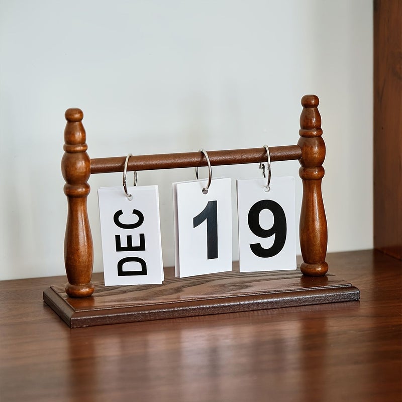 A Minimalist Sky Blue Wooden Flip Calendar For Home Office Desk Perpetual Calendar And Decorative Photo Prop - Image 1