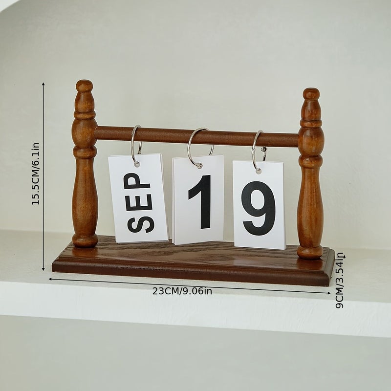 A Minimalist Sky Blue Wooden Flip Calendar For Home Office Desk Perpetual Calendar And Decorative Photo Prop - Image 3