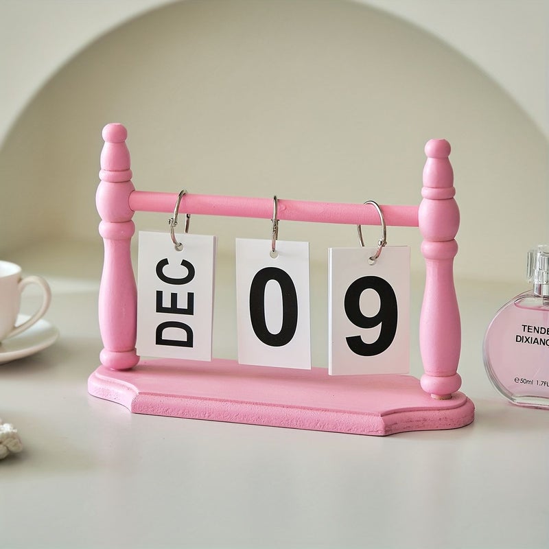 A Minimalist Sky Blue Wooden Flip Calendar For Home Office Desk Perpetual Calendar And Decorative Photo Prop - Image 5