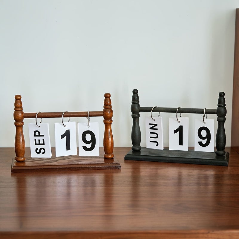 A Minimalist Sky Blue Wooden Flip Calendar For Home Office Desk Perpetual Calendar And Decorative Photo Prop - Image 2