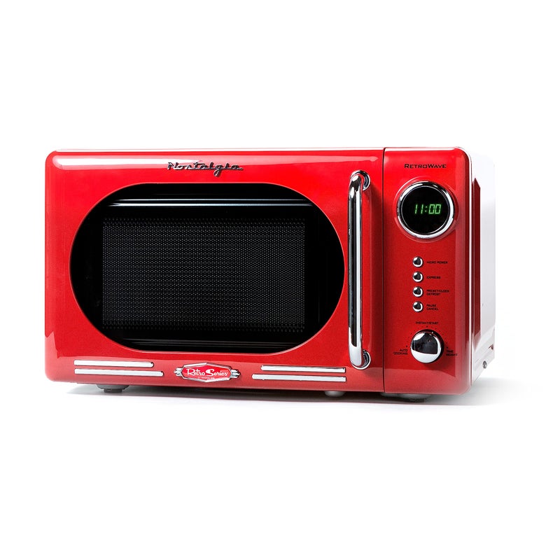 Nostalgia Retro Compact Countertop Microwave Oven - 0.7 Cu. Ft. - 700-Watts with LED Digital Display - Child Lock - Easy Clean Interior - Red - Image 1