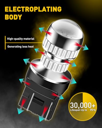 AUXITO 7440 7443 LED Strobe Brake Lights Bulbs, Red Flashing Stop Light, Super Bright T20 W21W 7441 7444 7443R Flashing Strobe Blinking LED Tail Light Bulbs, Pack of 2 - Image 4
