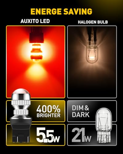 AUXITO 7440 7443 LED Strobe Brake Lights Bulbs, Red Flashing Stop Light, Super Bright T20 W21W 7441 7444 7443R Flashing Strobe Blinking LED Tail Light Bulbs, Pack of 2 - Image 5