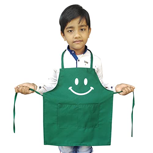 Switchon Polyester Waterproof Adjustable Kids Multi purpose Cooking Apron with a chef cap School Apron - for 3 years to 6.5 years Proudly made in india (Green) - Image 2
