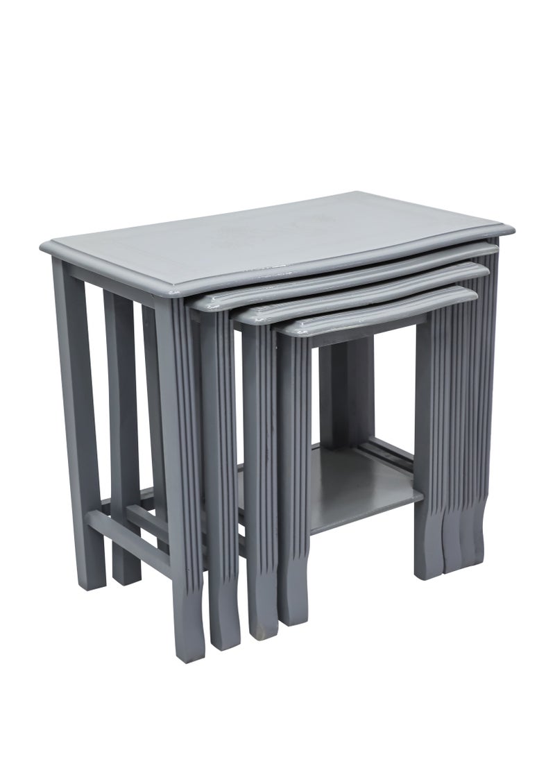 مالتي هوم فيرنيتشر طقم طاولات متداخلة من 4 قطع من Multi Home Furniture باللون الرمادي - طاولة قهوة مستطيلة موفرة للمساحة وطاولة جانبية لأثاث غرفة المعيشة، وطاولة بجانب السرير وطاولة طرفية - طاولة خارجية قابلة للتكديس وطاولة زاوية للقهوة. - Image 1
