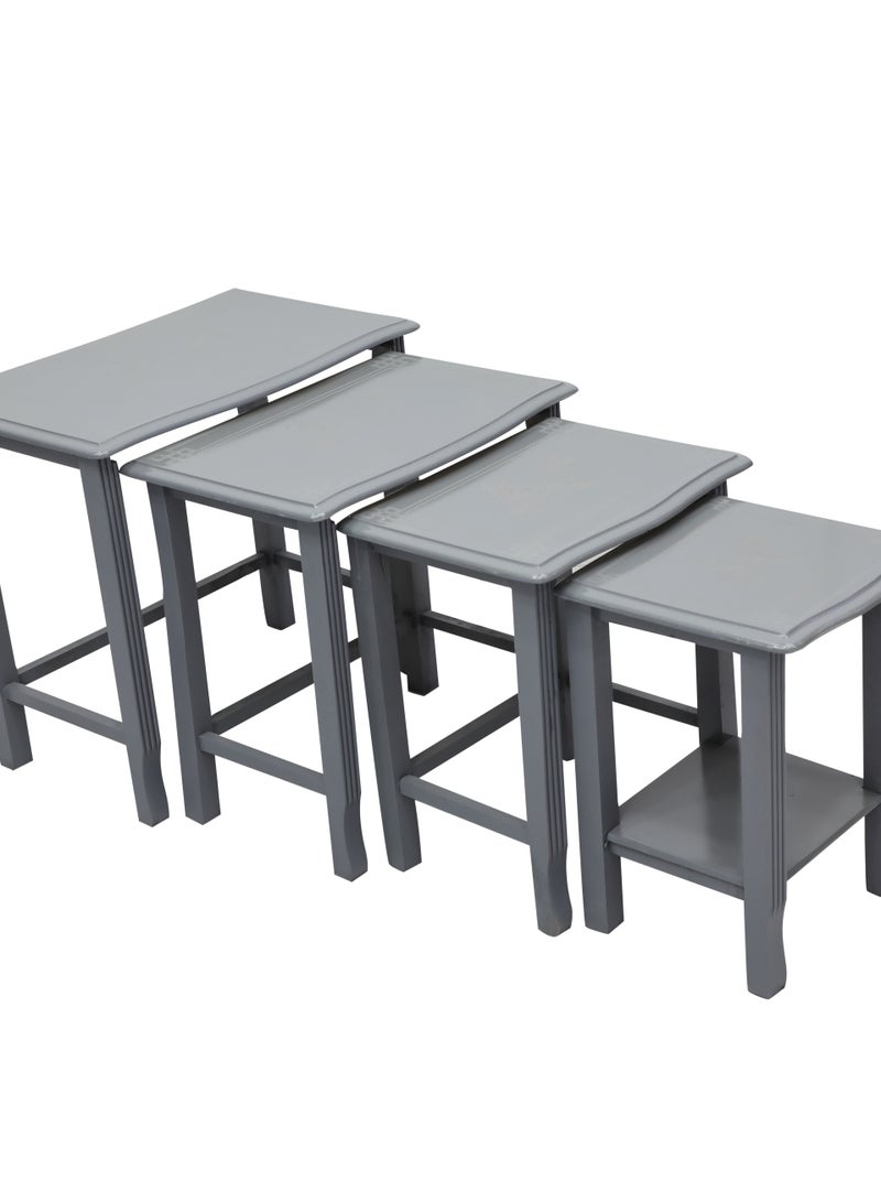 مالتي هوم فيرنيتشر طقم طاولات متداخلة من 4 قطع من Multi Home Furniture باللون الرمادي - طاولة قهوة مستطيلة موفرة للمساحة وطاولة جانبية لأثاث غرفة المعيشة، وطاولة بجانب السرير وطاولة طرفية - طاولة خارجية قابلة للتكديس وطاولة زاوية للقهوة. - Image 3