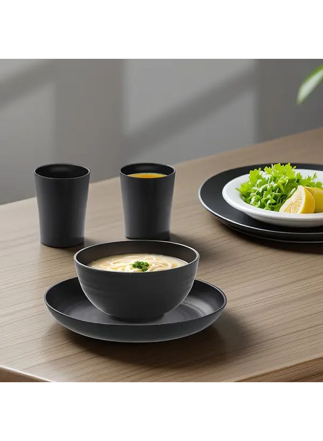 12 Pcs Durable PP Tableware Set Shatterproof Reusable Dishwasher and Microwave Safe Classic Design Perfect for Kitchen Dorm Camping RV Picnics Outdoor Adventures - Image 1