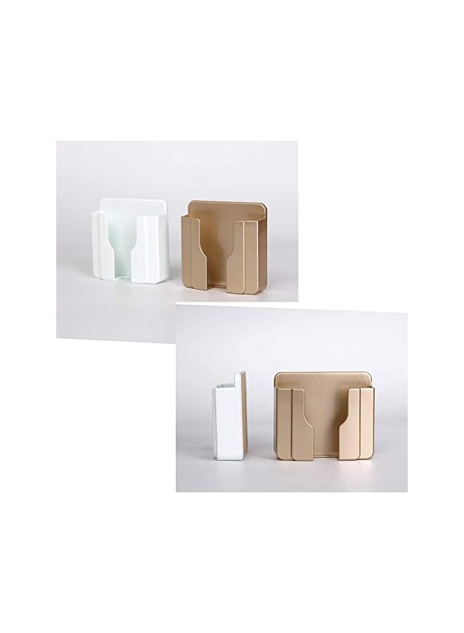 SYOSI 6Pcs Wall Phone Holder Remote Control Storage Box Charging Rack For Mobile Phone Wall-Mounted Storage Box For Tv Remote Control Air Conditioner Remote Control Phone (White Grey And Gold) - Image 4