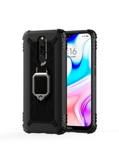 HuHa Case Cover For Xiaomi Redmi 8A / 8A Dual Carbon Fiber Protective Case with 360 Degree Rotating Ring Holder Black 