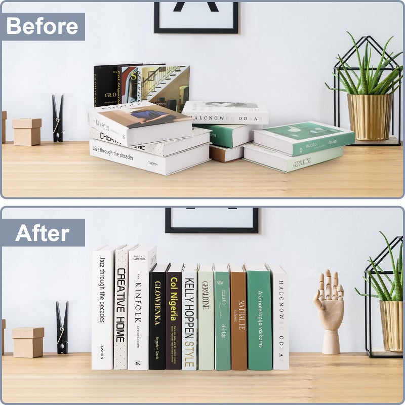 VFINE Acrylic Bookends 2 Pieces, VFINE Book Ends for Shelves, Clear Bookends for Shelves Decor Book Ends for Desktop Organizer, Book Stopper for Home Office School Supplies, 7 * 4.8 * 4.75 inch - Image 3