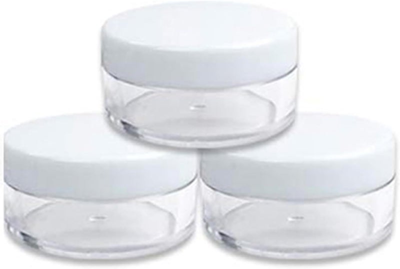 Lip Scrub Containers 100pcs 2g 3g 5g 10g 15g 20g Empty Travel Cream Jar Pots Clear Sample Refillable Bottles Eyeshadow Lip Balm Storage Box(White Caps,20g) - Image 1