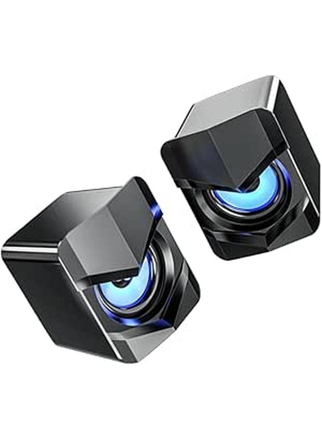 مكبرات صوت كمبيوتر صغيرة مزودة بمنفذ USB مع مضخم صوت فرعي، مضغوطة للوسائط المتعددة، لسطح المكتب والكمبيوتر المحمول، باللون الأسود - Image 1