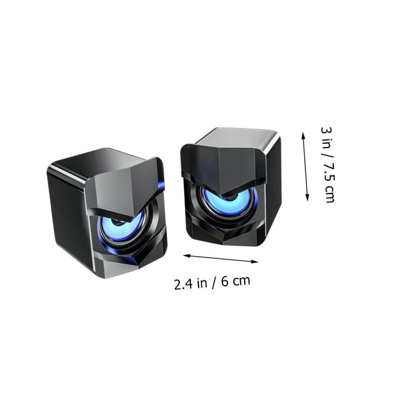 مكبرات صوت كمبيوتر صغيرة مزودة بمنفذ USB مع مضخم صوت فرعي، مضغوطة للوسائط المتعددة، لسطح المكتب والكمبيوتر المحمول، باللون الأسود - Image 3