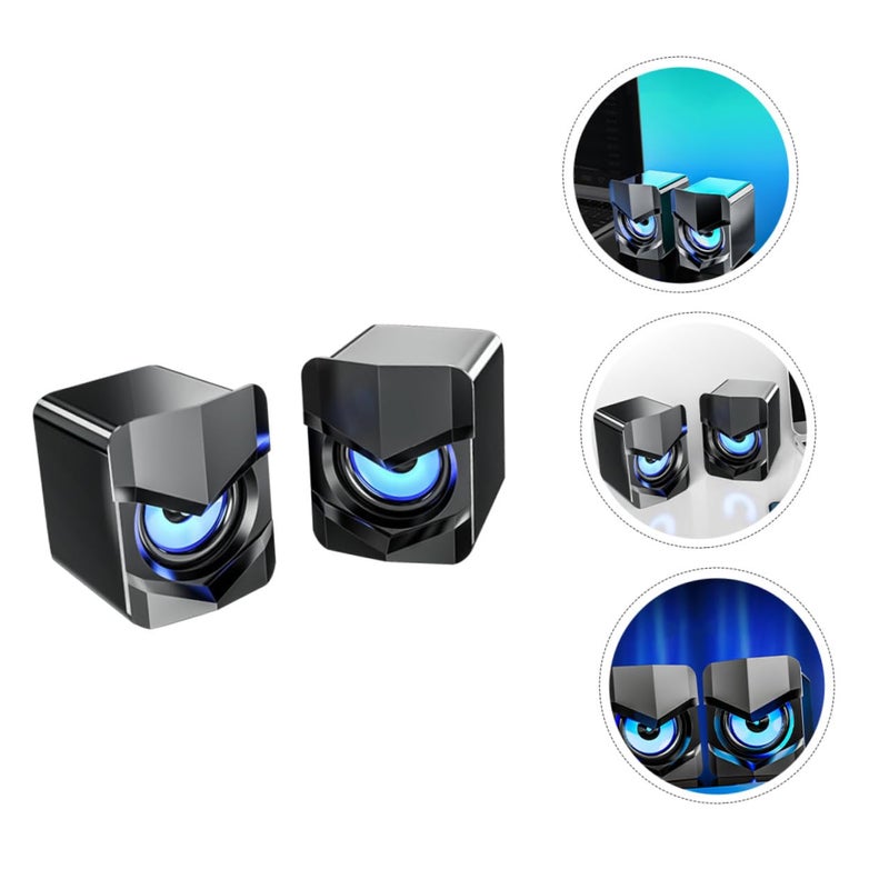 مكبرات صوت كمبيوتر صغيرة مزودة بمنفذ USB مع مضخم صوت فرعي، مضغوطة للوسائط المتعددة، لسطح المكتب والكمبيوتر المحمول، باللون الأسود - Image 5