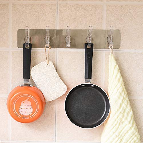 CARTSHOPPER Self Adhesive No Drills Wall Bathroom Towel Hanger Hook Rail Hooks Kitchen Bathroom Strong Sticky Bathroom Towel Hanger Hook Rail/Utensil Rack Kitchen Hanger Hooks - Image 5