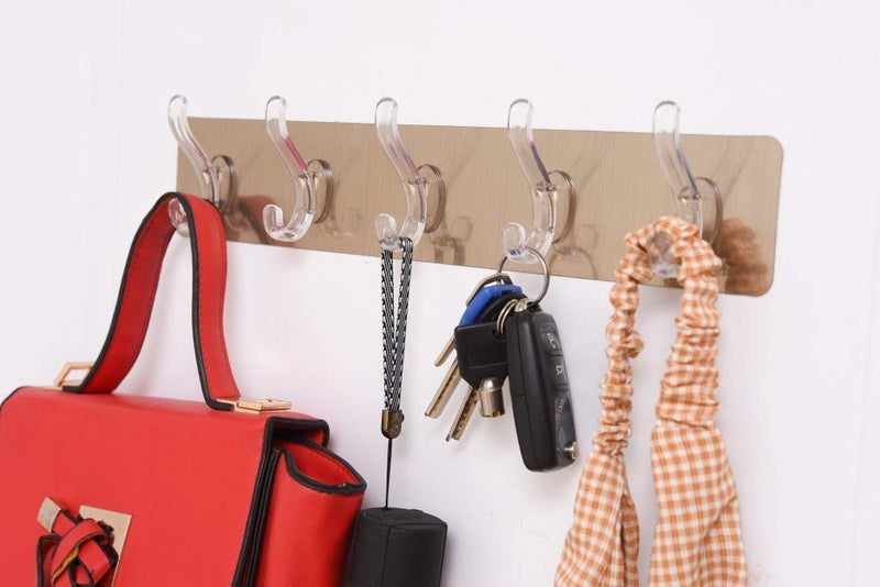 CARTSHOPPER Self Adhesive No Drills Wall Bathroom Towel Hanger Hook Rail Hooks Kitchen Bathroom Strong Sticky Bathroom Towel Hanger Hook Rail/Utensil Rack Kitchen Hanger Hooks - Image 1