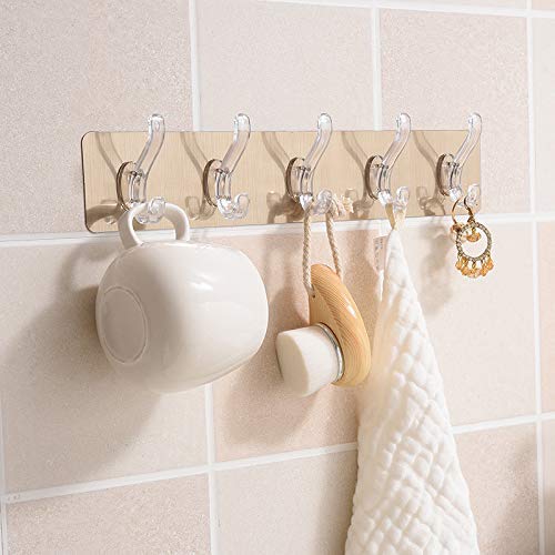 CARTSHOPPER Self Adhesive No Drills Wall Bathroom Towel Hanger Hook Rail Hooks Kitchen Bathroom Strong Sticky Bathroom Towel Hanger Hook Rail/Utensil Rack Kitchen Hanger Hooks - Image 3