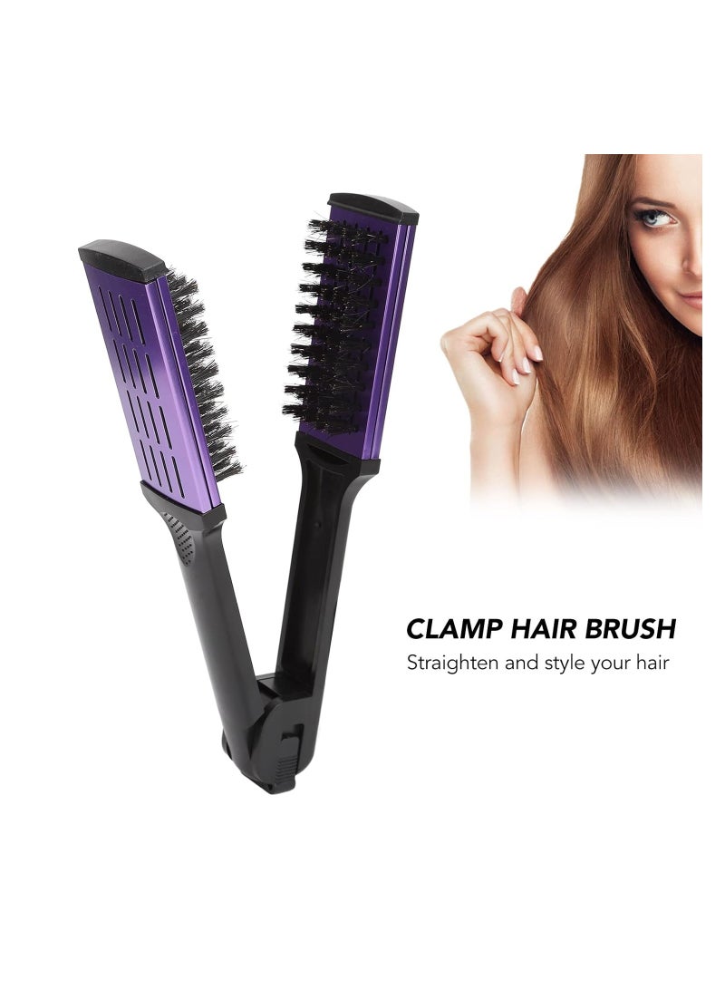 Hair Straightener Brush  Anti-static Dual-Brush Comb Double Sided Brush Hair Straightening Comb Tool Splint V-Shape Tools Hair Detangler Brush Hair Styling Tool For Reduce Split Ends - Image 4