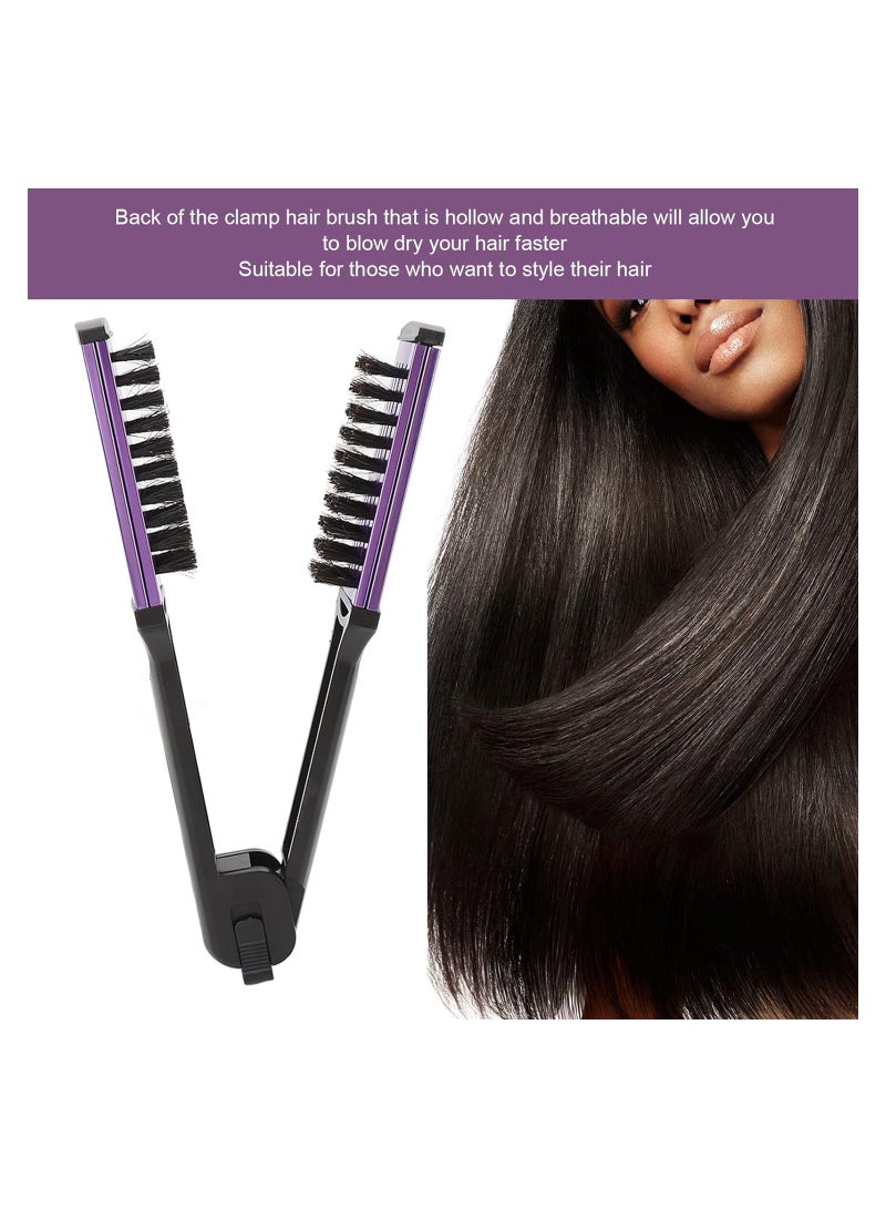 Hair Straightener Brush  Anti-static Dual-Brush Comb Double Sided Brush Hair Straightening Comb Tool Splint V-Shape Tools Hair Detangler Brush Hair Styling Tool For Reduce Split Ends - Image 3