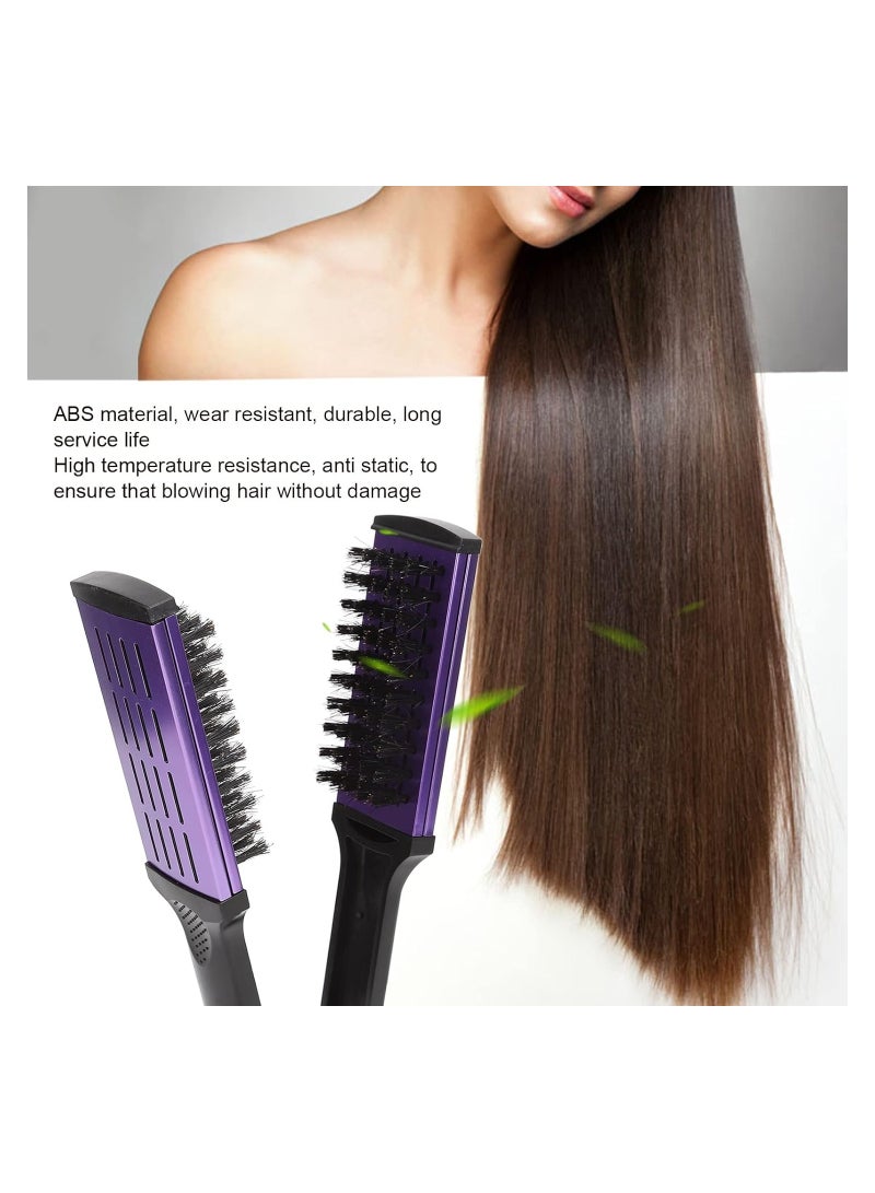 Hair Straightener Brush  Anti-static Dual-Brush Comb Double Sided Brush Hair Straightening Comb Tool Splint V-Shape Tools Hair Detangler Brush Hair Styling Tool For Reduce Split Ends - Image 2