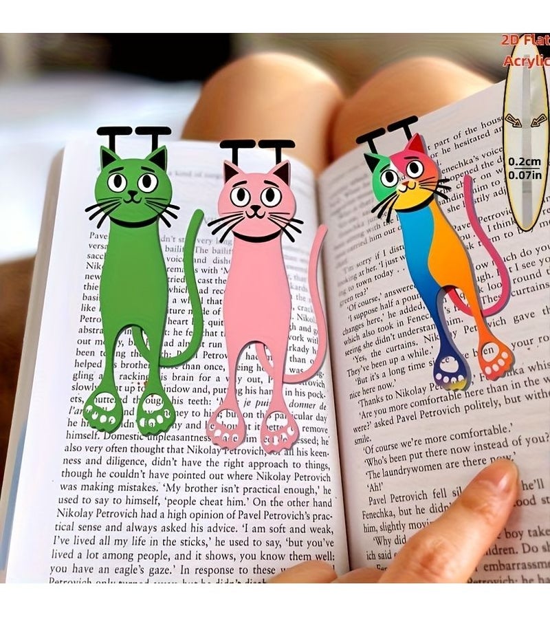 3pcs Colorful Cat Bookmark Set Cute Acrylic Page Markers for Readers Book Lovers Office - Image 3