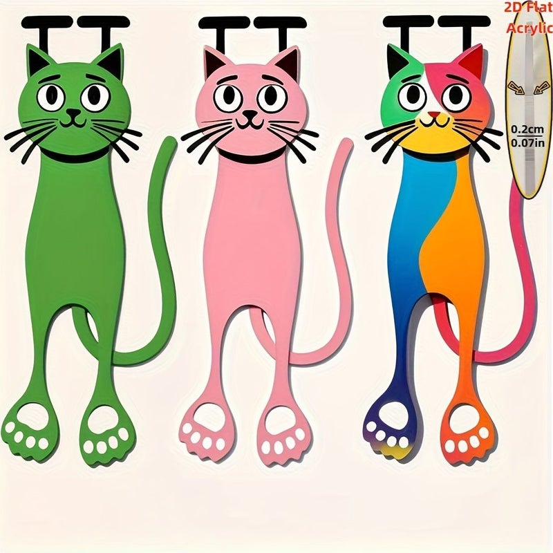 3pcs Colorful Cat Bookmark Set Cute Acrylic Page Markers for Readers Book Lovers Office - Image 1