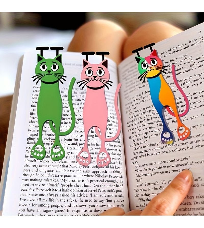 3pcs Colorful Cat Bookmark Set Cute Acrylic Page Markers for Readers Book Lovers Office - Image 5