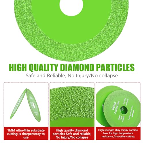 Serplex® 3Pcs Glass Cutting Disc 3.9'' Diamond Grinding Blade, Professional Power Cutter Attachment for Glass, Jade, Crystal, Tile, and Stone Cutting - Image 3
