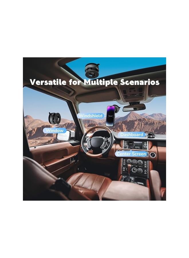 S-TOP Car Phone Mount Magnetic, Reinforced 4-Layer Nano Gel Suction Cup Base with Rotating Vacuum Lock, 180掳 Three-Axis Adjustment for Portrait Landscape Viewing, Heat Dissipation Design - Image 2