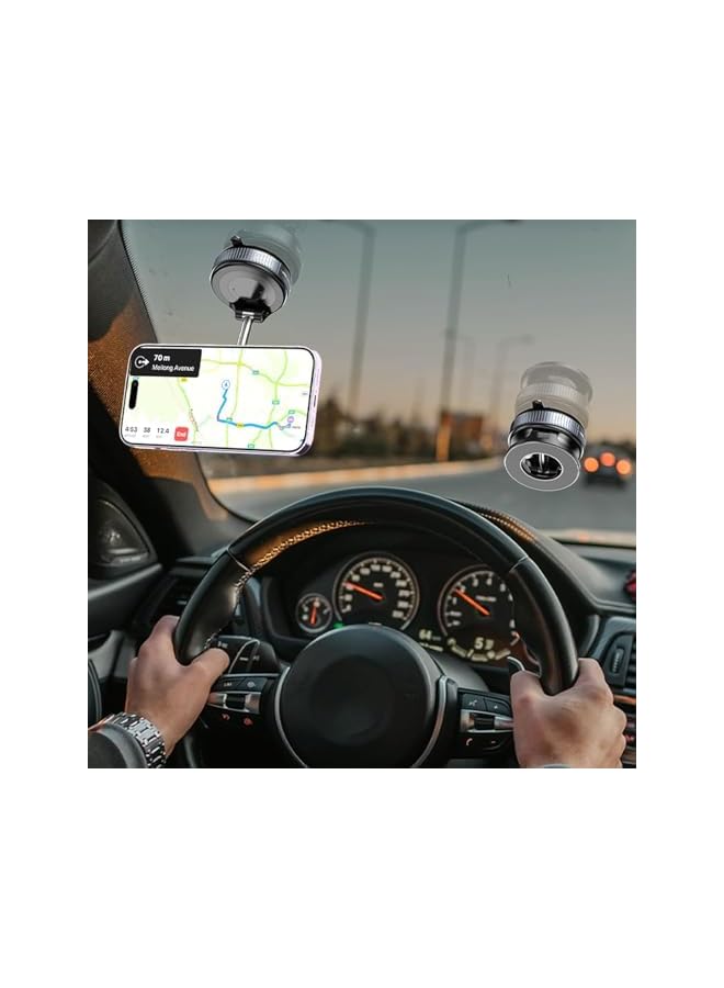 S-TOP Car Phone Mount Magnetic, Reinforced 4-Layer Nano Gel Suction Cup Base with Rotating Vacuum Lock, 180掳 Three-Axis Adjustment for Portrait Landscape Viewing, Heat Dissipation Design - Image 4