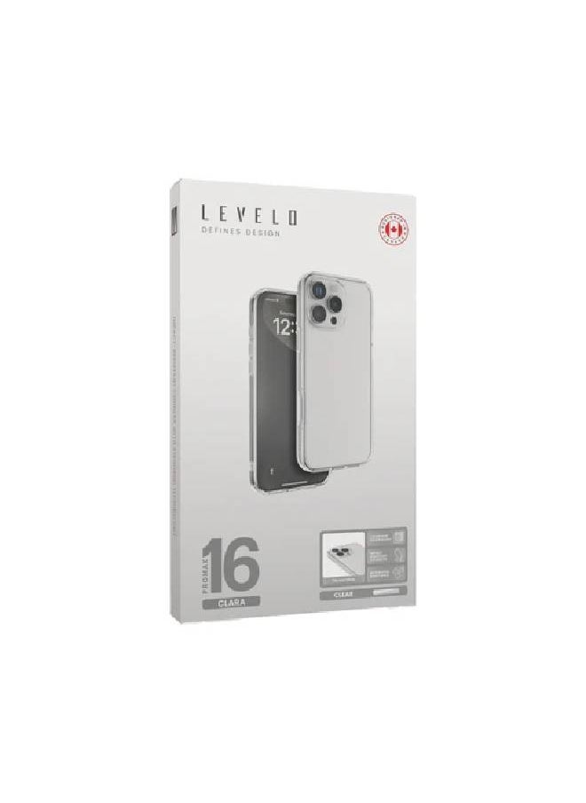 LEVELO - Levelo Solo Case For Iphone 16 Pro Max, Impact Resistant Corners - Clear - Image 1