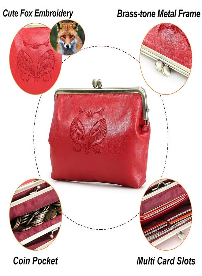 كونتاكتس حقيبة يد صغيرة من جلد الماعز الطبيعي للنساء، مزودة بقفل كبس، حقيبة سهرة كلاسيكية، حقيبة زفاف (أحمر) - Image 5