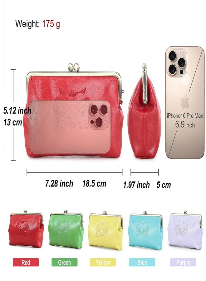 كونتاكتس حقيبة يد صغيرة من جلد الماعز الطبيعي للنساء، مزودة بقفل كبس، حقيبة سهرة كلاسيكية، حقيبة زفاف (أحمر) - Image 4