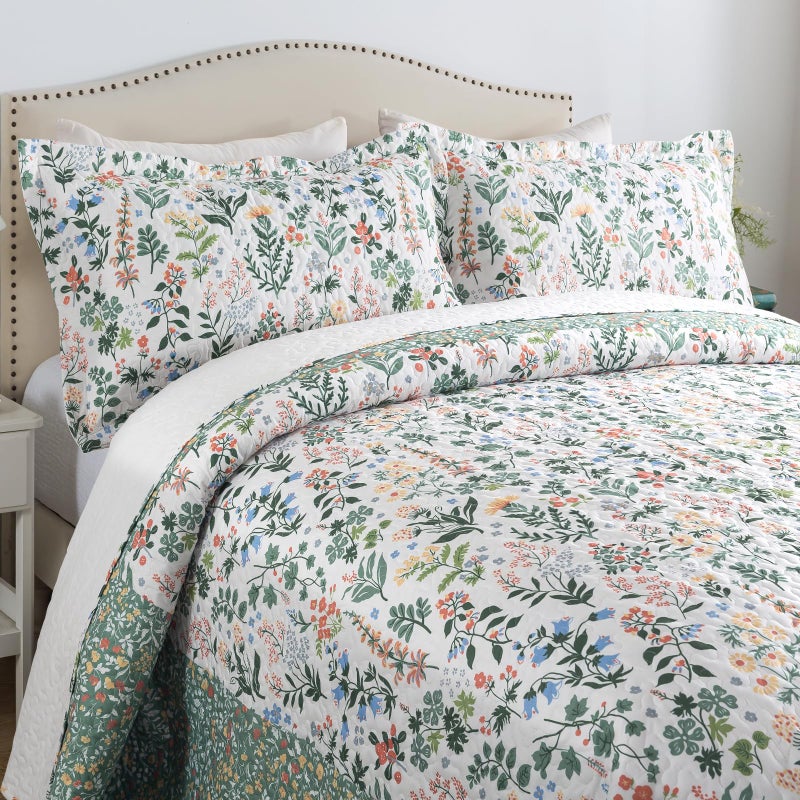 Travan 3-Piece Floral Quilt Super King Quilt Bedding Set, Ultra Soft & Fade Resistant Super King Size Quilt Set with 1 Quilt Set and 2 Shams Purple Quilt for All Season, Exquisite, Super King - Image 3